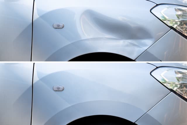 Dent removal before and after — fender repair Rochdale